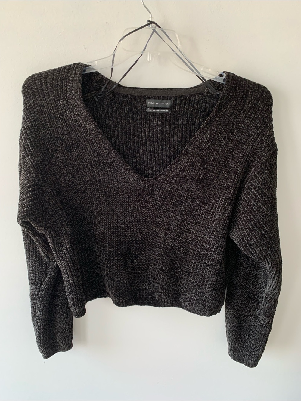 Urban Outfitters Charcoal V-Neck Chenille Sweater M NWOT
